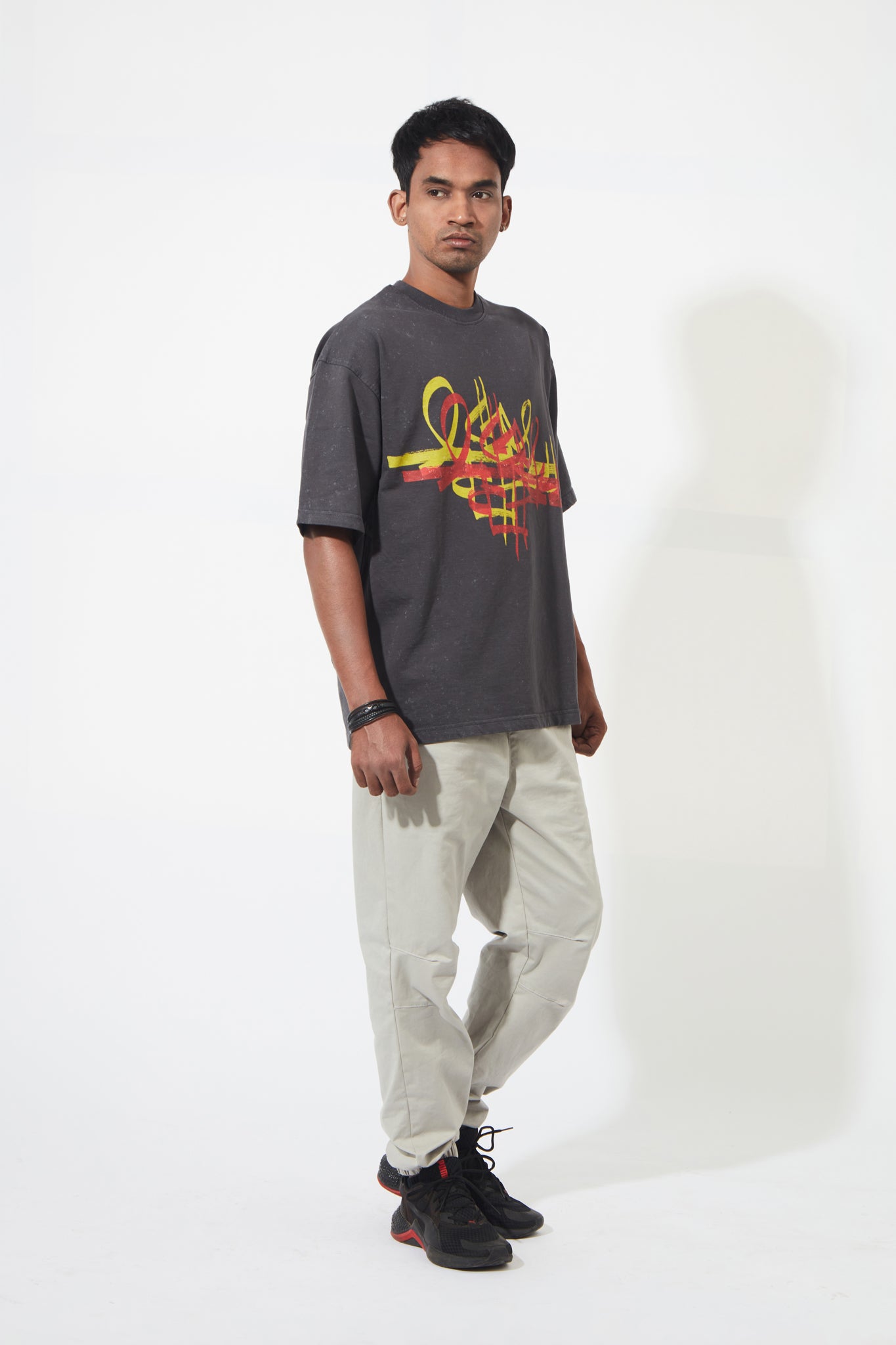 Arthum Flow Dark Grey Washed Unisex Oversized T-Shirt Right