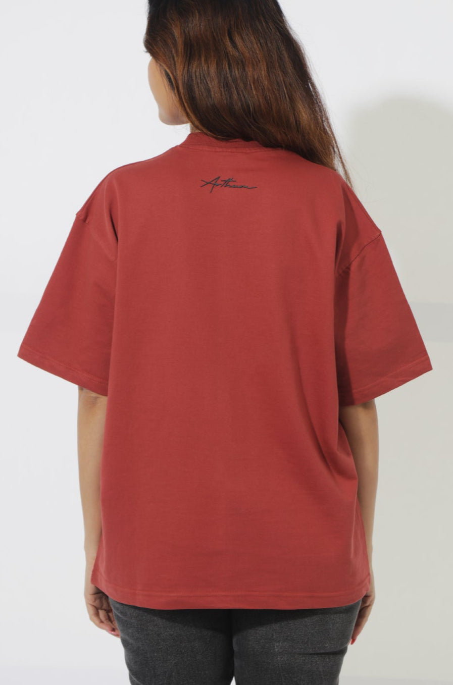 Arthum The Alien Cherry Red Unisex Oversized T-Shirt Back