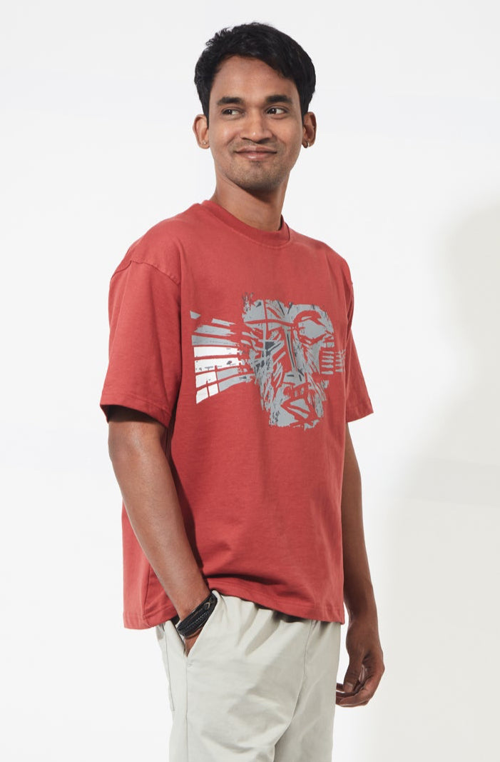 Arthum The Alien Cherry Red Unisex Oversized T-Shirt Right