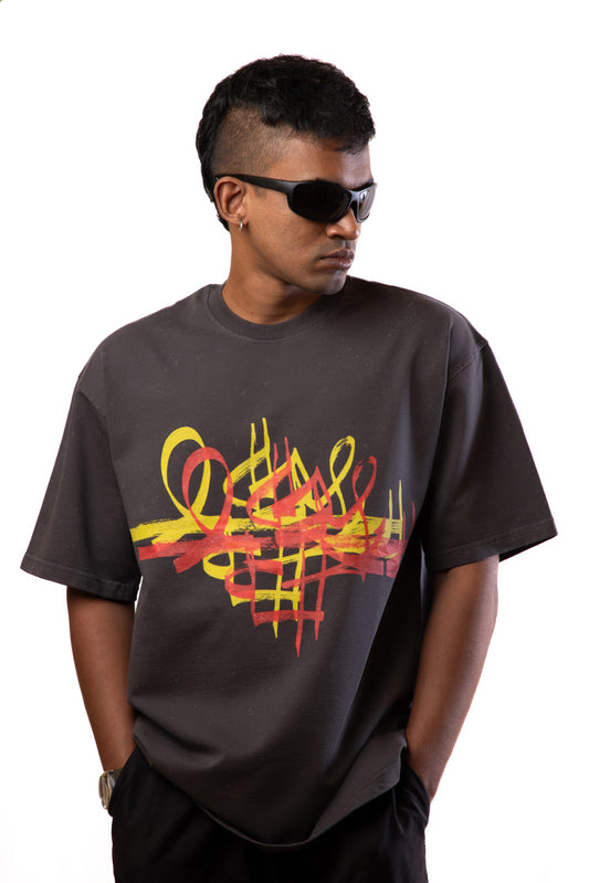 Flow - Dark Grey Washed- Unisex Oversized T-Shirt