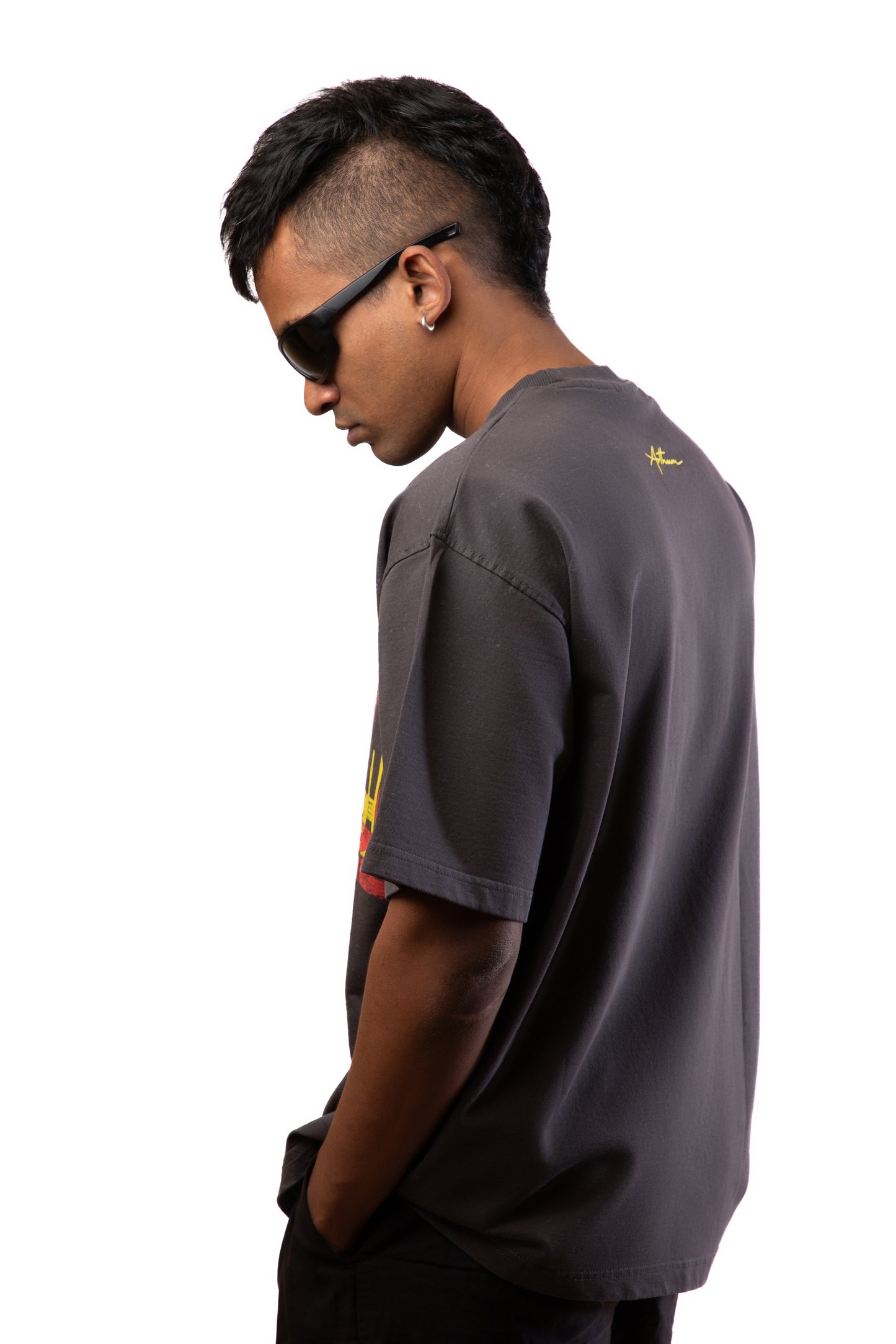 Flow - Dark Grey Washed- Unisex Oversized T-Shirt