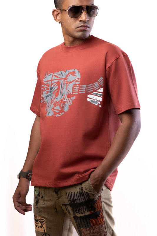 The Alien - Cherry Red - Unisex Oversized T-Shirt